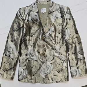Armani Collezioni Floral Blazer - Cream and Gray